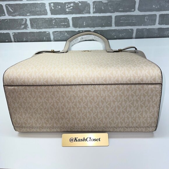 Michael Kors tote bag carmen large leather tote purse light sand - Picture 7 of 11